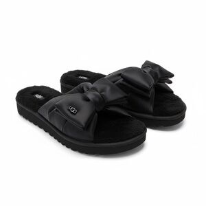 UGG Women's Lushette Puffer Black Satin Slide Slipper - New in Box